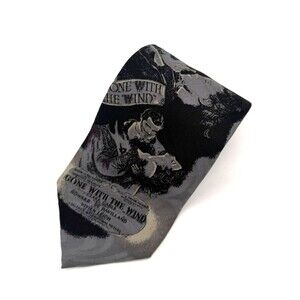 Vintage 1992 Gone With The Wind Silk Tie American Film Classics Movie Promo Gray